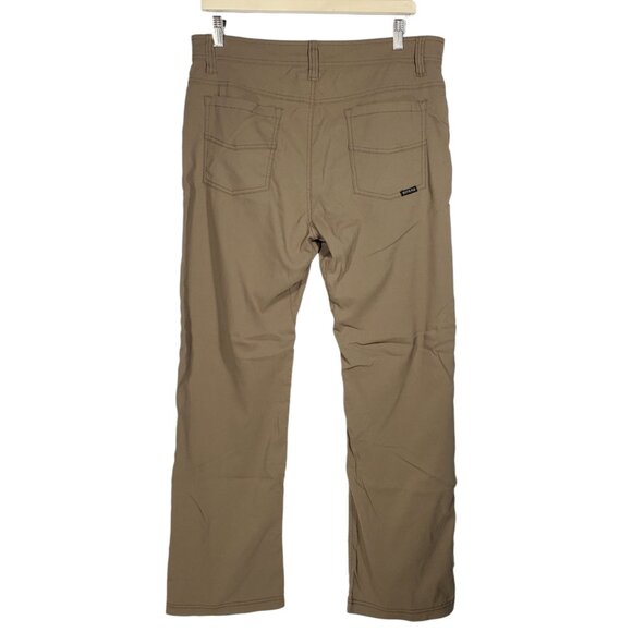 Prana Brion Pants Men's 34x30 Slim Khaki Taupe Hiking Climbing Nylon Stretch - Picture 5 of 8
